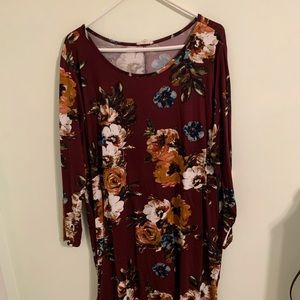 Sweet Pea Burgundy Floral Dress 2XL